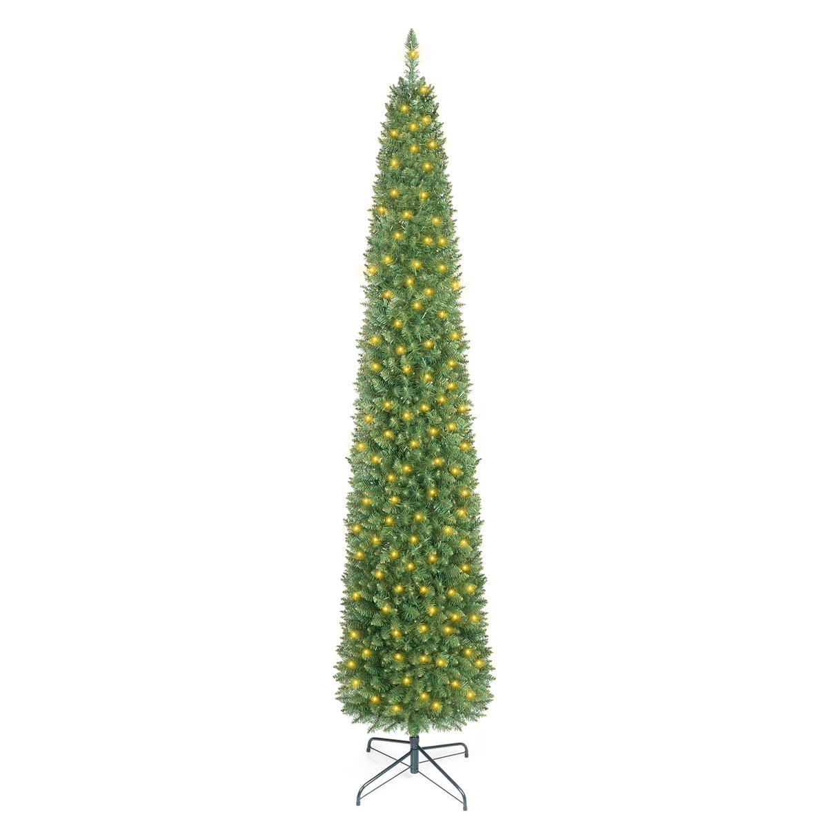 Costway 6 FT Pencil Christmas Tree Pre-Lit Folding Metal Stand Green