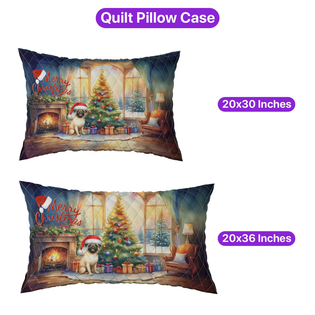 Merry Christmas French Bulldog Santa Hat Xmas Tree Winter Holiday Quilt Bedding Set Dog Lover Gifts 1 Blanket Bed Cover 2 Pillowcases - 01013