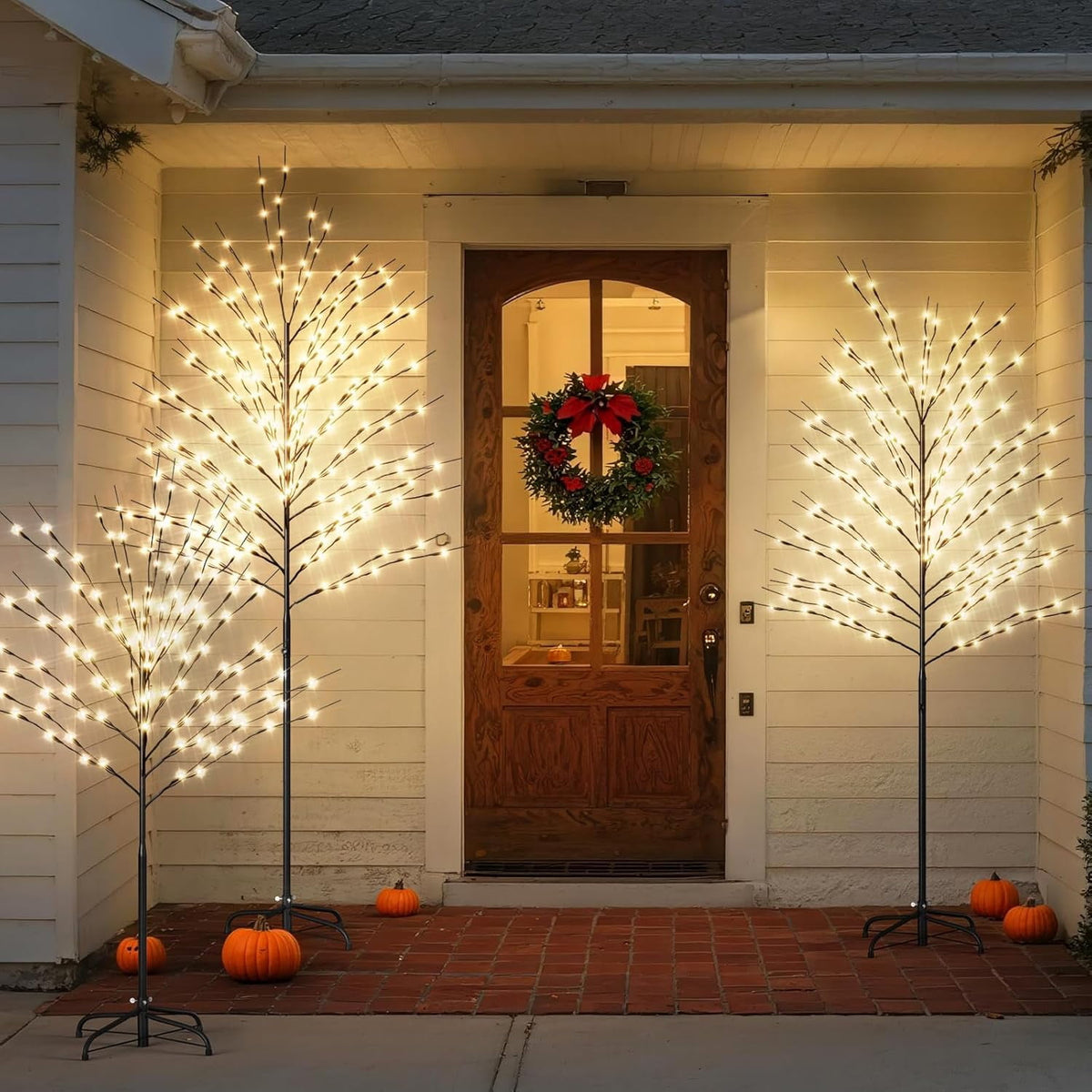 ABORON Christmas Decoration Ball Lights, Pre-Lit Hanging Foldable Xmas Light Ball with 8 Lighting Modes for Outdoor Holiday Lights Decor -16.5" 3 Pk