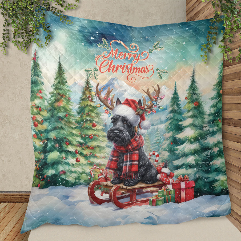 Merry Christmas Santa Reindeer Antlers French Bulldog Sleigh Xmas Winter Holiday Quilt Bedding Set Dog Lover Gifts 1 Blanket Bed Cover 2 Pillowcases - 00023
