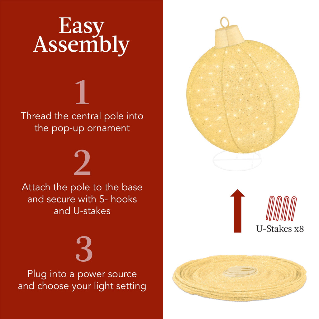 Best Choice Products 2pc Lighted Pop-Up Christmas Ornaments Outdoor Holiday Decoration w/ 180 LED Lights - Red/Green