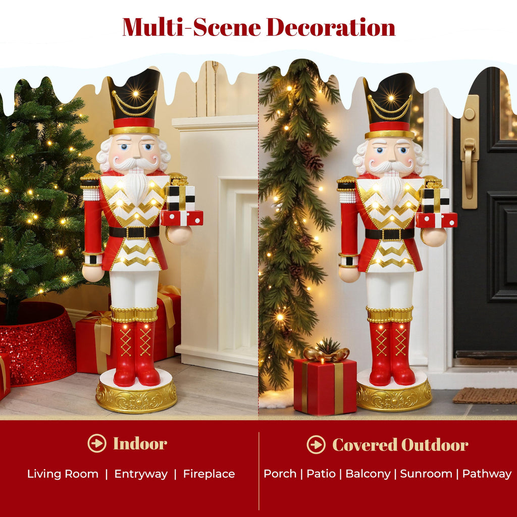Langford Home 3.7 Ft Battery Operated Prelit Christmas Nutcracker Statue Holiding Presents