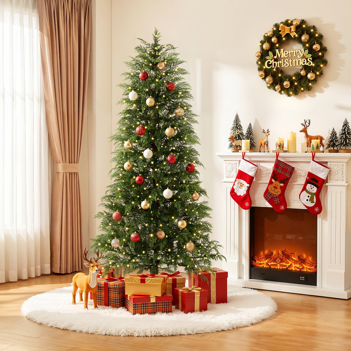 DR.Planzen 24" Pre-Lit Green Cypress Artificial Christmas Tree with 30 Warm White LED Lights, Mini Tabletop Xmas Tree in Woven Basket Base, Indoor Holiday Decoration