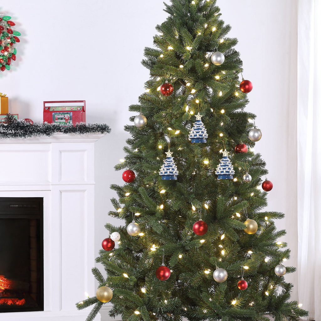 Mr. Christmas 5.25-Inch Nostalgic Tabletop Christmas Trees, Set of 3, White, LED Lights