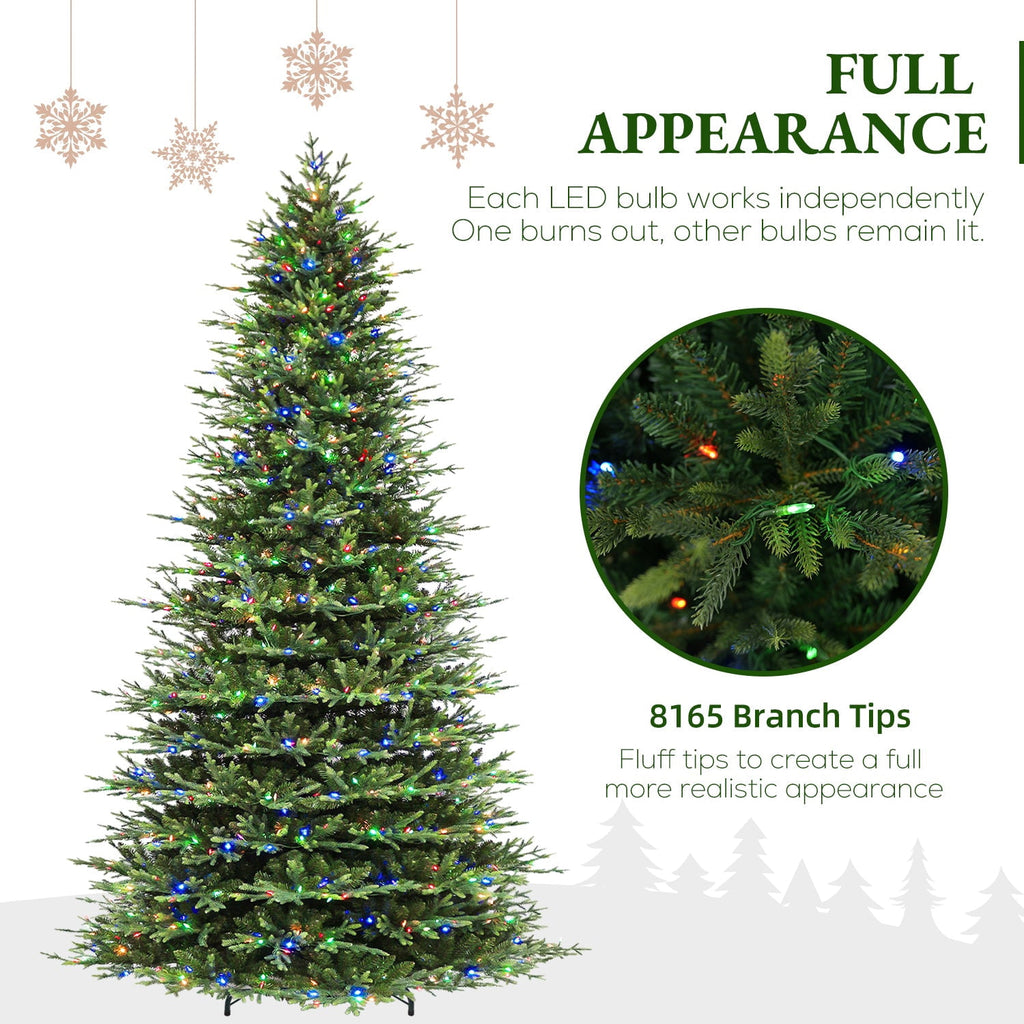 VIVATREES 12FT Pre-Lit Artificial Christmas Tree, 8165 Branch Tips 850 LED Lights, 10 Lighting Modes, PE+PVC Foliage, Foot Pedal Control Xmas Tree for Home, Office Decor
