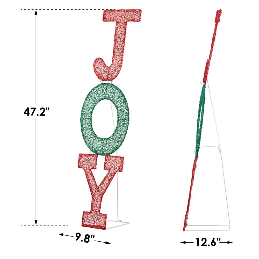 JOY Letter Sign Decoration - Lighted Home Scene Yard Sign Decor with Warm White Light - Indoor Outdoor Christmas Display for Lawn Garden - 47.2in Tall