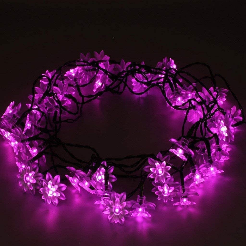 HESHENG Solar Lotus Flowers String Lights, Waterproof 40ft 100LEDs Lights Fairy Lights Outdoor 8 Modes Festival Lighting for Patio Yard Tree Wedding Party Christmas Decoration, Multicolor