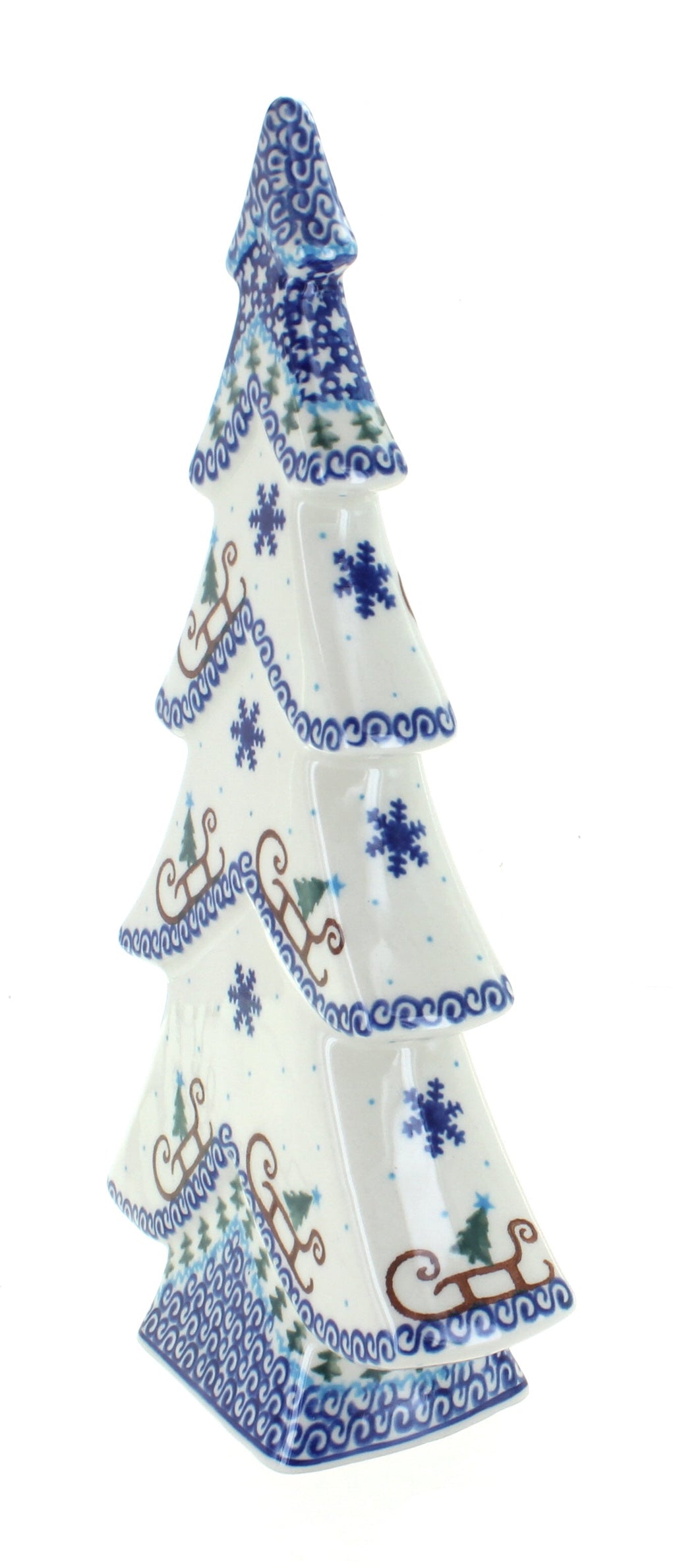 Blue Rose Polish Pottery Little Snowman Flat Christmas Tree