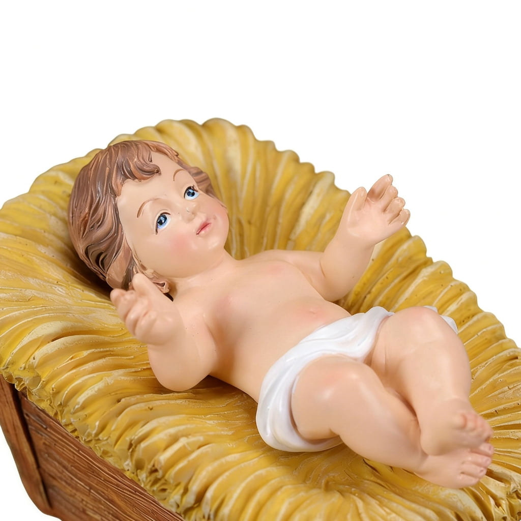 Resin Baby Jesuses Christ in Manger Figurines Small Nativity Statue Ornament