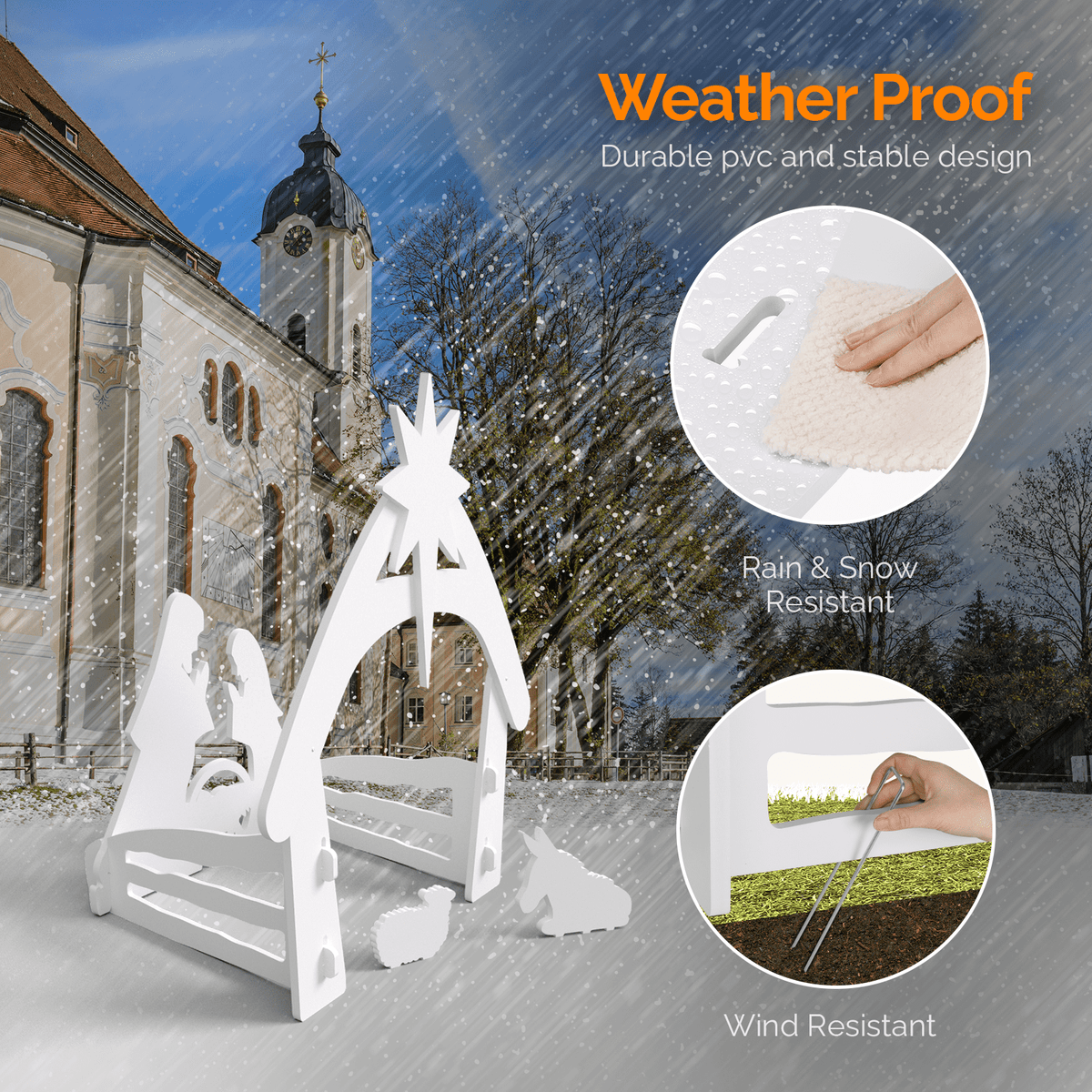 UBesGoo Weatherproof Lawn Nativity Scene Yard Display Outdoor Nativity Sets for Christmas