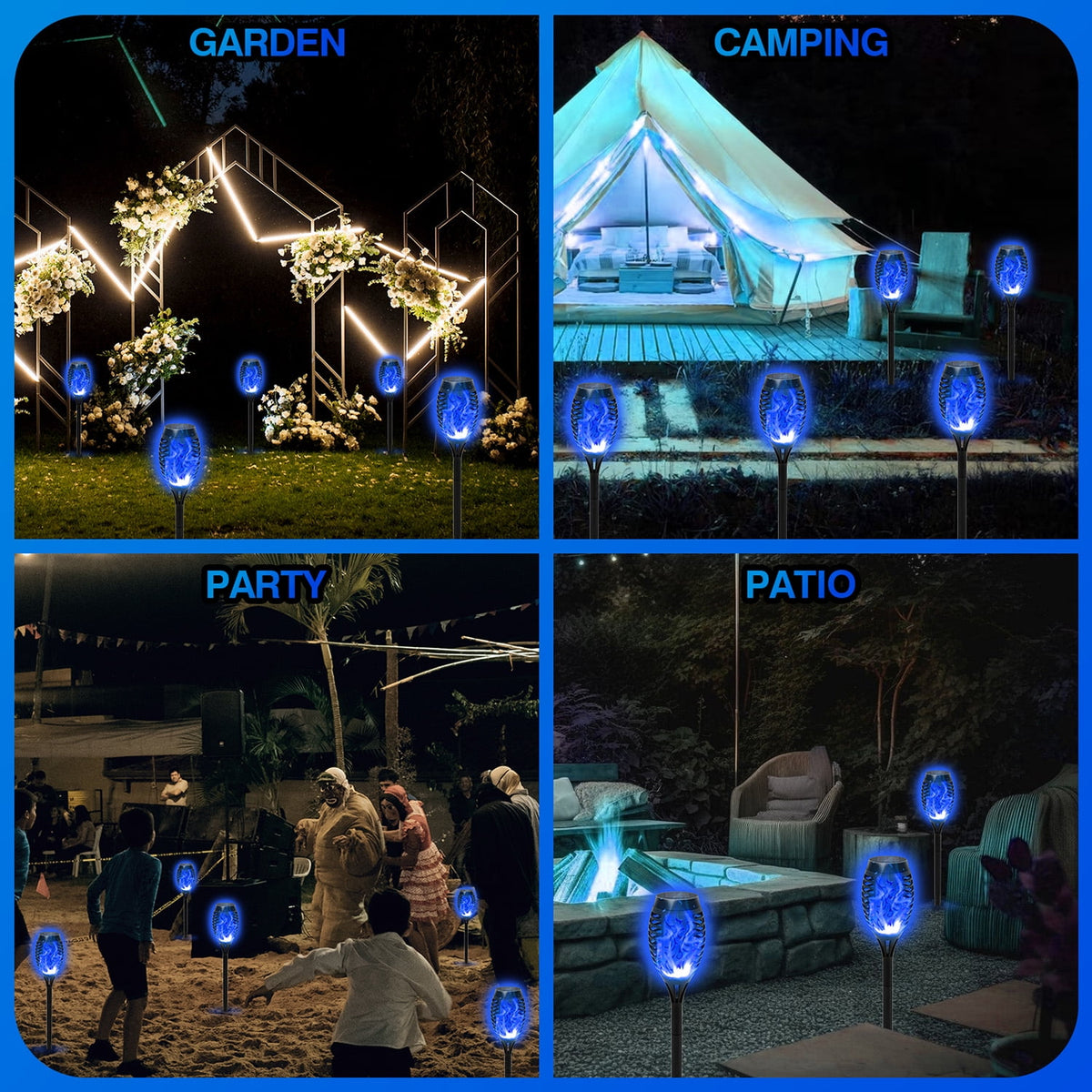 Solar Torch Lights with Flickering Flame, Solar Flickering Lights, 4 Pack Solar Lights Outdoor Waterproof Solar Pathway Lights Landscape Lighting for Garden Lawn Patio Yard Outdoor Decorations