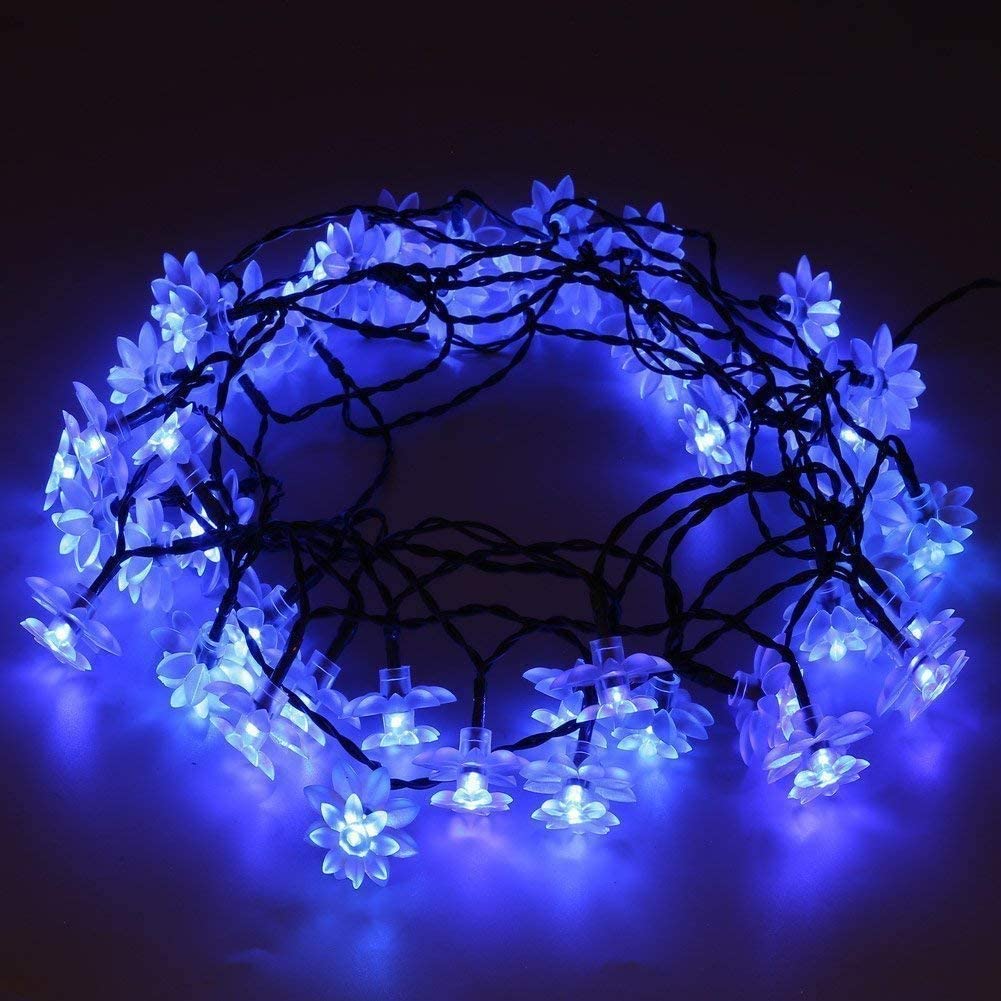 HESHENG Solar Lotus Flowers String Lights, Waterproof 40ft 100LEDs Lights Fairy Lights Outdoor 8 Modes Festival Lighting for Patio Yard Tree Wedding Party Christmas Decoration, Multicolor