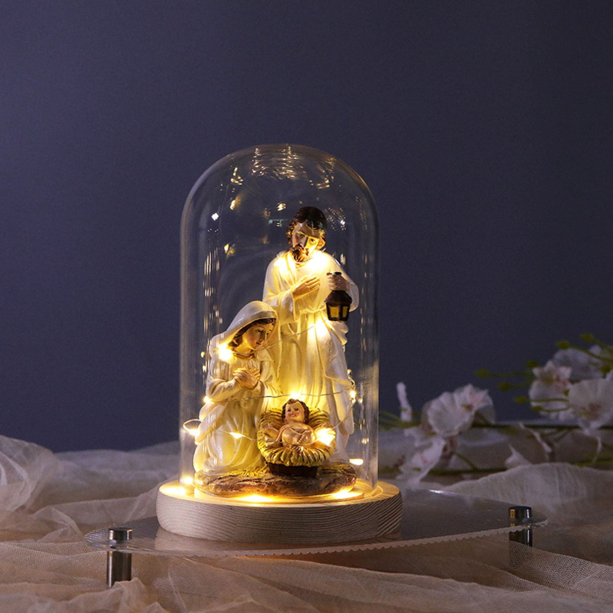 Horivan Christmas Nativity Scene LED Light Set Battery Operated Wooden Manger Decor for Tabletop Holiday Home Display Outdoor Indoor Xmas Ornaments