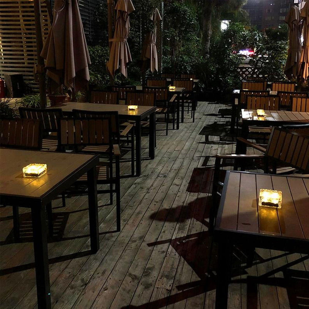 Epicgadget Solar Ice Cube Shaped Light, 4x4x2.15 Inch Ice Cube Shaped Brick Warm White Outdoor Solar Garden Decorative Lights for Walkway Pathway Backyard Christmas Decoration Parties (3 Pieces)