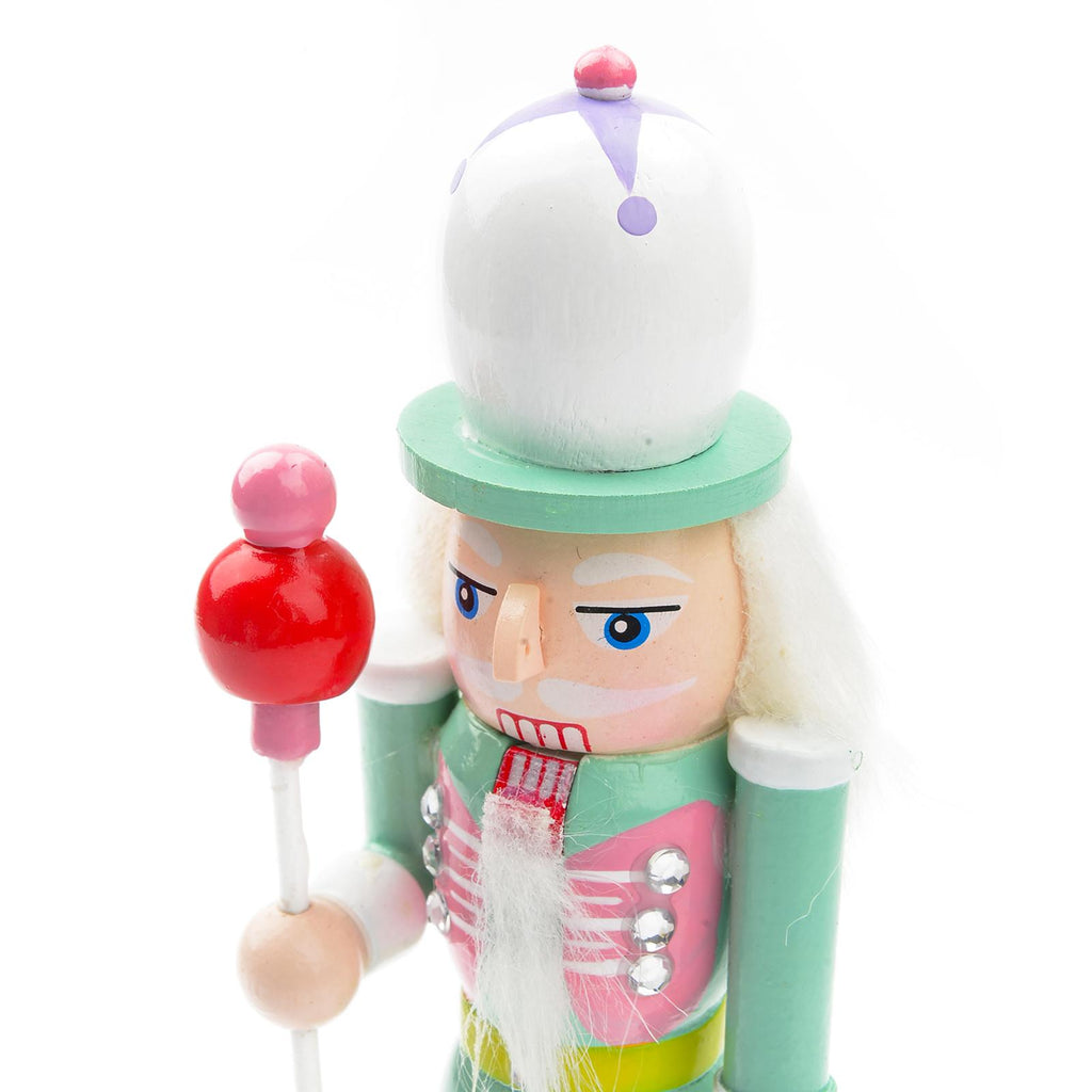 4 Pieces Christmas Nutcracker Ornaments Wooden Nutcracker Doll Decorative Statues Puppet for Shelves Home Decor Festival Xmas Gifts Holiday M