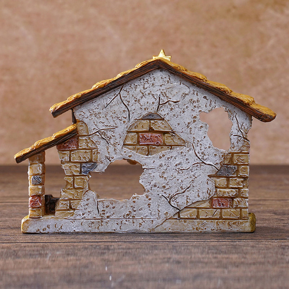 Christmas Nativity Stable, Resin Christmas Manger Nativity Stable, Jesus Birth Manger Figurines, Classic Xmas Table Ornaments for Holiday Indoor Tabletop Fireplace Gift