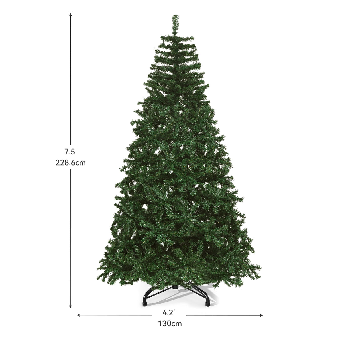 Uforic 7.5ft Pre-Lit Artificial Christmas Tree,Holiday Decoration Christmas Tree with 1346 Branch Tips, 550 Warm Lights, for Home, Office, and Party, Green
