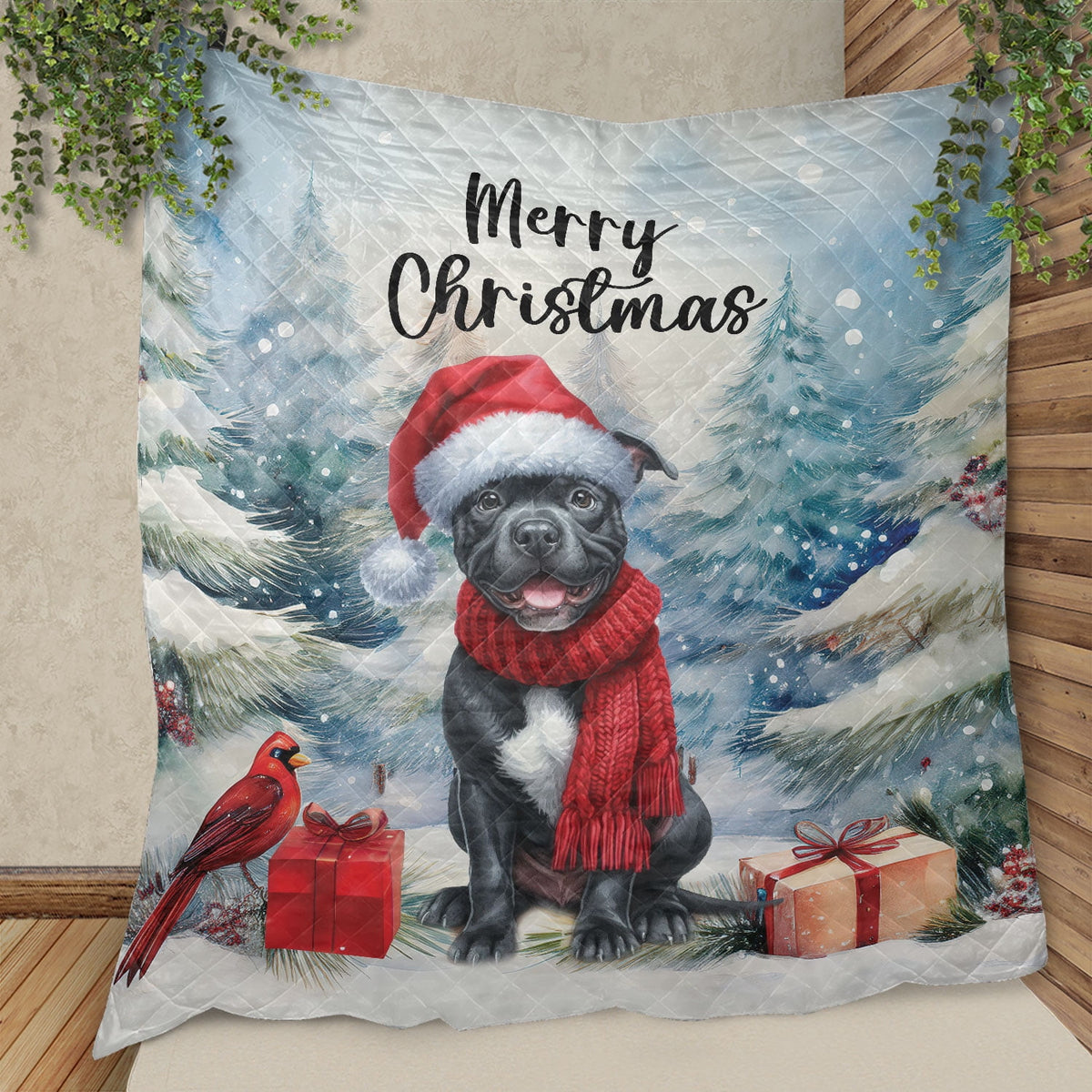 Merry Christmas French Bulldog Enjoys Woofmas Winter Xmas Holiday Quilt Bedding Set Dog Lover Gifts 1 Blanket Bed Cover 2 Pillowcases - 02022