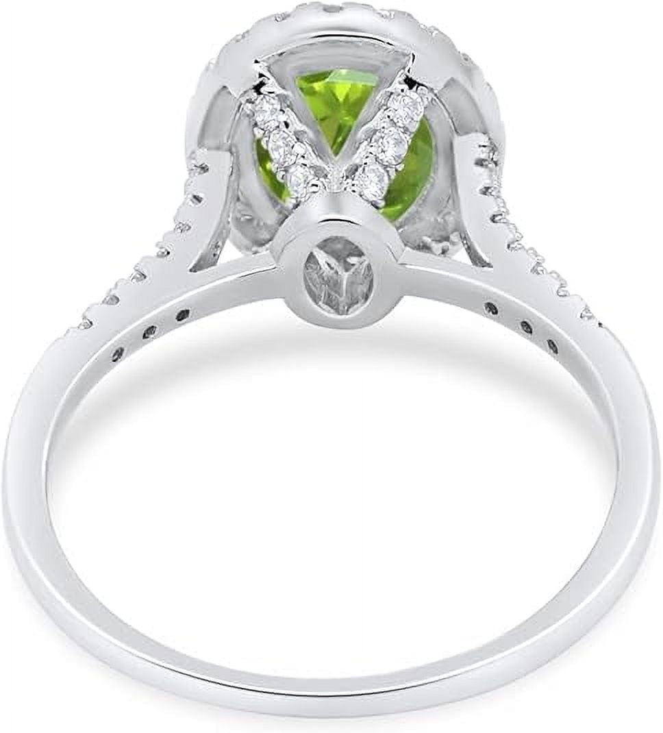 Gems Jewels 2.00 Ct Oval Cut Green Peridot Engagement Wedding ChristmasThanksgiving Halo Ring 14K White Gold Plated 925 Sterling Silver For Women's -4