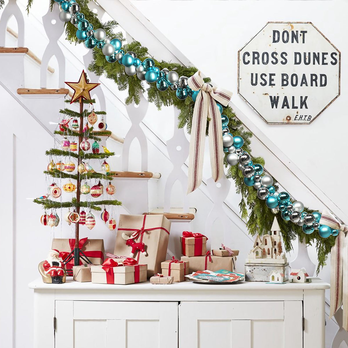 6 Ft Christmas Ball Garland Ornaments Shatterproof Xmas Hanging Balls Holiday Party Wedding Christmas Tree Decor Red