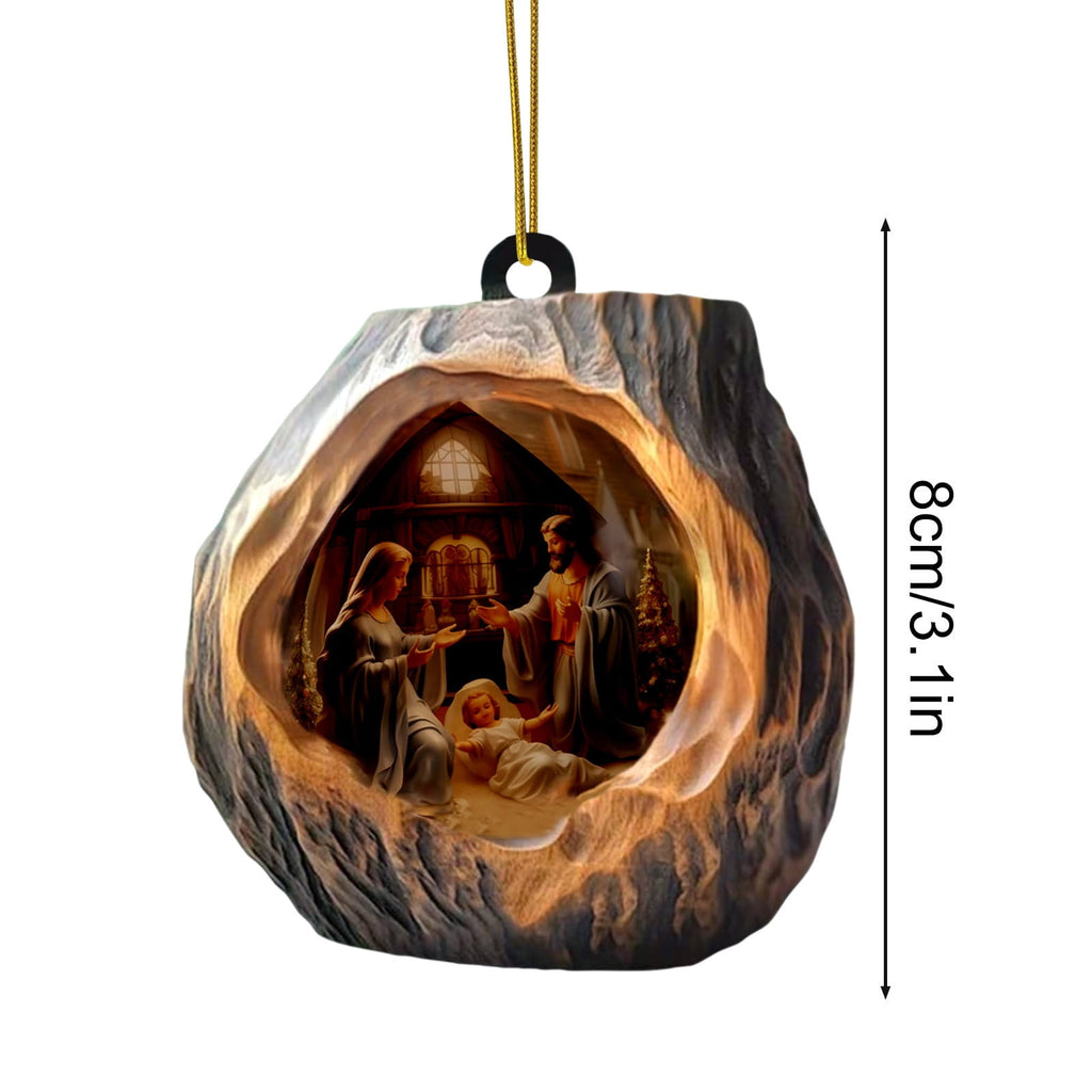 Xuniizn Nativity Ornaments, Christmas Nativity Scene Ornaments Acrylic Christmas Tree Decorations for Xmas Tree, Home, Office, Hanging Ornament, Religious Gifts, Party Decor, Christmas Decorations