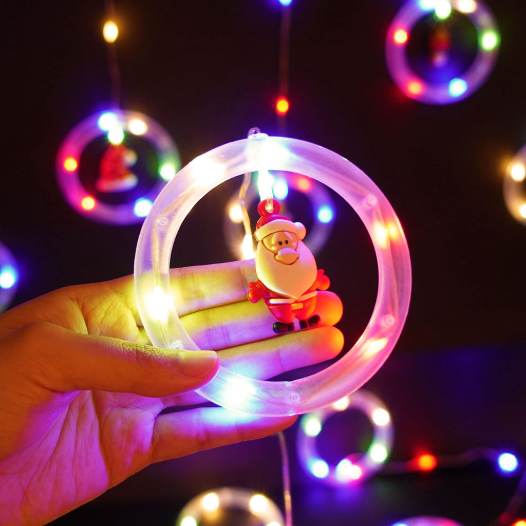 WILLED Christmas String Lights, 120 LED Window Curtain Lights with Christmas Ornaments, 9.8ft USB Powered Warm White Waterproof Fairy Lights Indoor Outdoor for Xmas Tree Patio Garden Party Home Decor