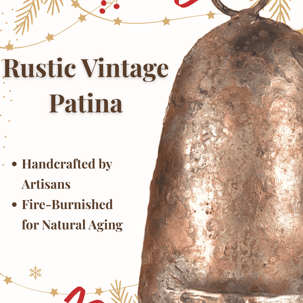 Vivanta Dome Bells Set of 6 – 3.5 Inch Copper Finish Antique Cow Bell | Handmade Rustic Vintage Christmas Ornaments for Decoration, Hanging Jingle Bell, DIY Wind Chime, Garland, Wreath & Farmhouse