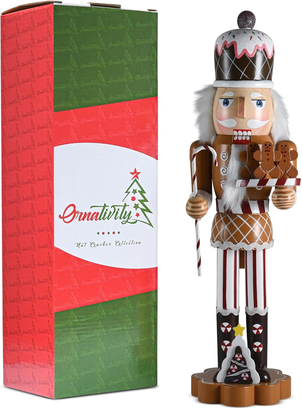 Christmas Candyland Gingerbread Wooden Nutcracker - Candyman with Candycane