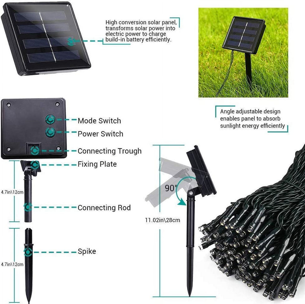 Rirool 2-Pack Solar Christmas Lights 100LED 39ft Waterproof Multicolor String Lights with 8 Modes for Gardens, Wedding, Party, Christmas Tree, Xmas Outdoor Decorations