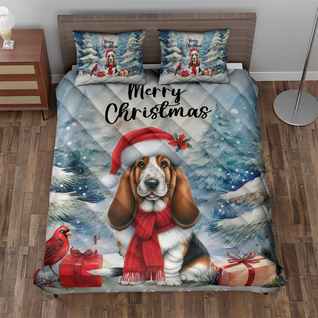 Merry Christmas French Bulldog Enjoys Woofmas Winter Xmas Holiday Quilt Bedding Set Dog Lover Gifts 1 Blanket Bed Cover 2 Pillowcases - 02022