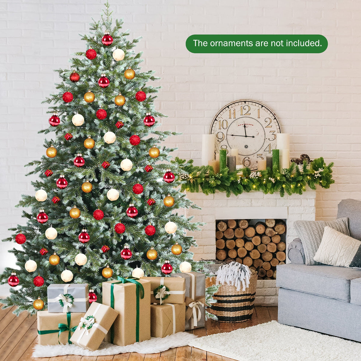 Costway 7ft Artificial Christmas Spruce Hinged Tree w/ 1260 Mixed PE & PVC Tips