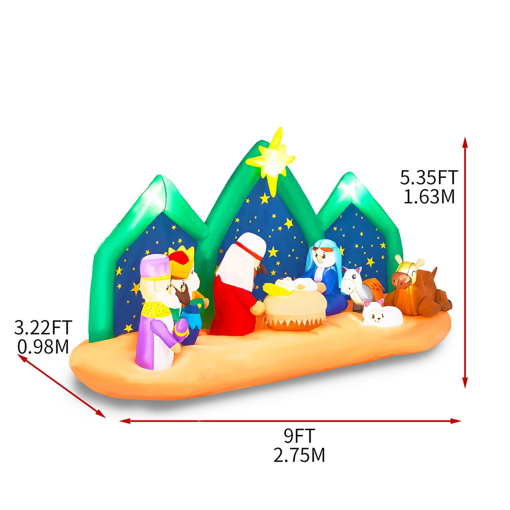 Zimtown 9FT Inflatables Nativity Scene Outdoor Christmas Decorations for Holiday Lawn Garden Party