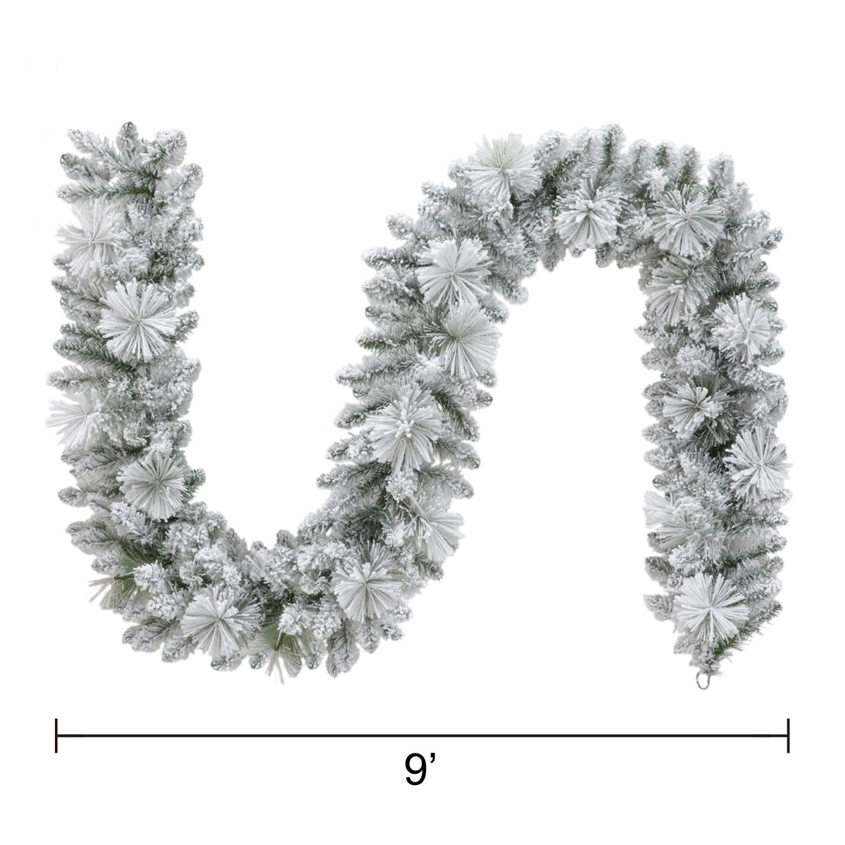 Snow-Flocked Winter Frost Unlit Artificial Christmas Garland, Green and White, 9', by Holiday Time