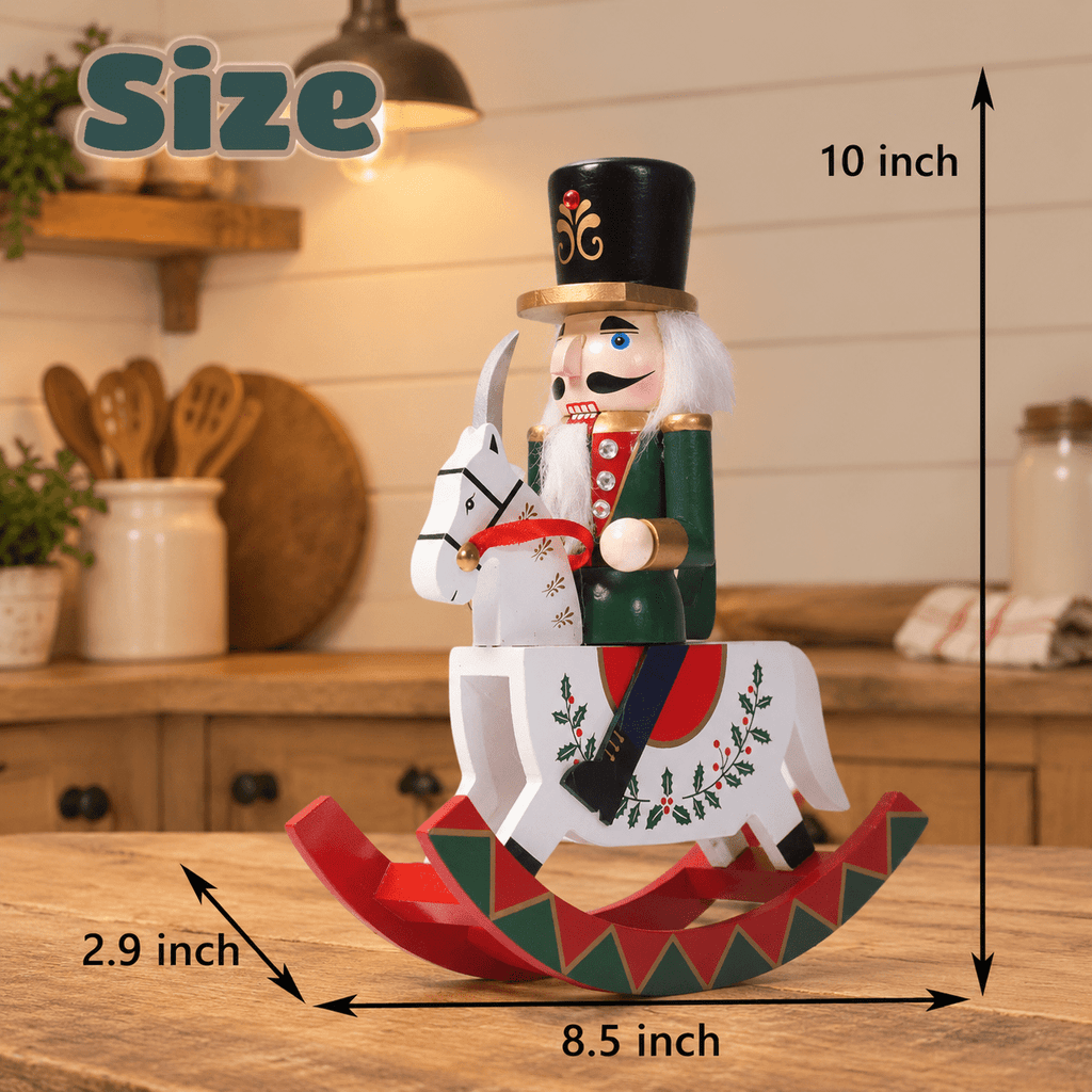 Gingerbread Wooden Nutcracker Rocking Horse Soldier Figurine Indoor Christmas Decor