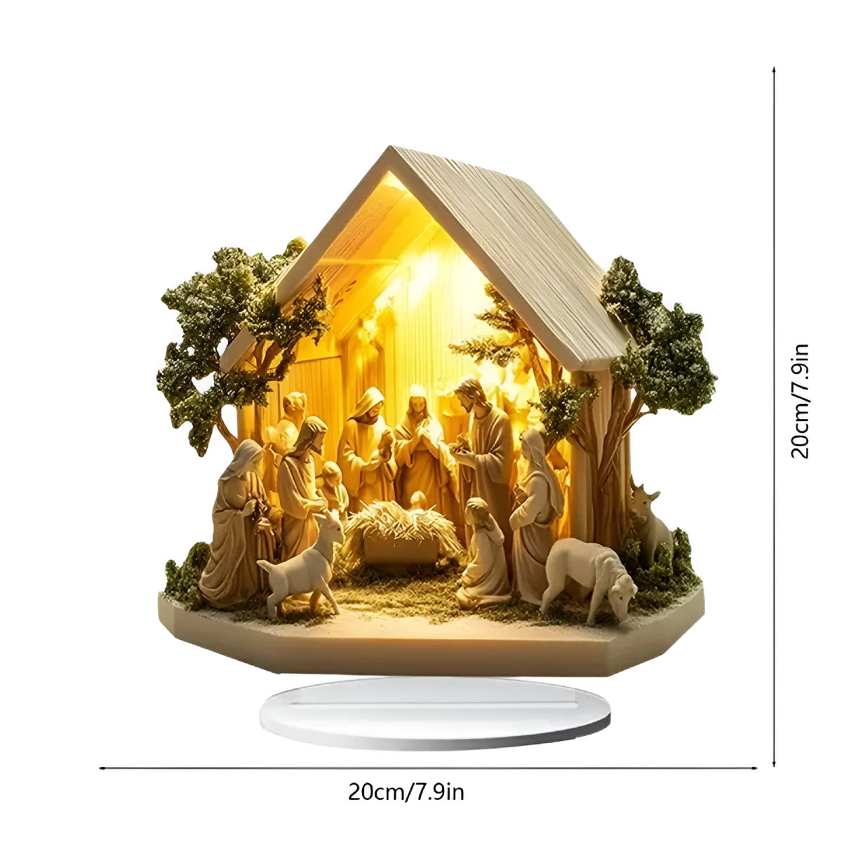 LAMIRO Christmas Indoor Nativity Scene with Led Lights -Nativity Scene Indoor Tabletop Decoration Memory Acrylic Standing Decorative Signage Ornament for Desktop