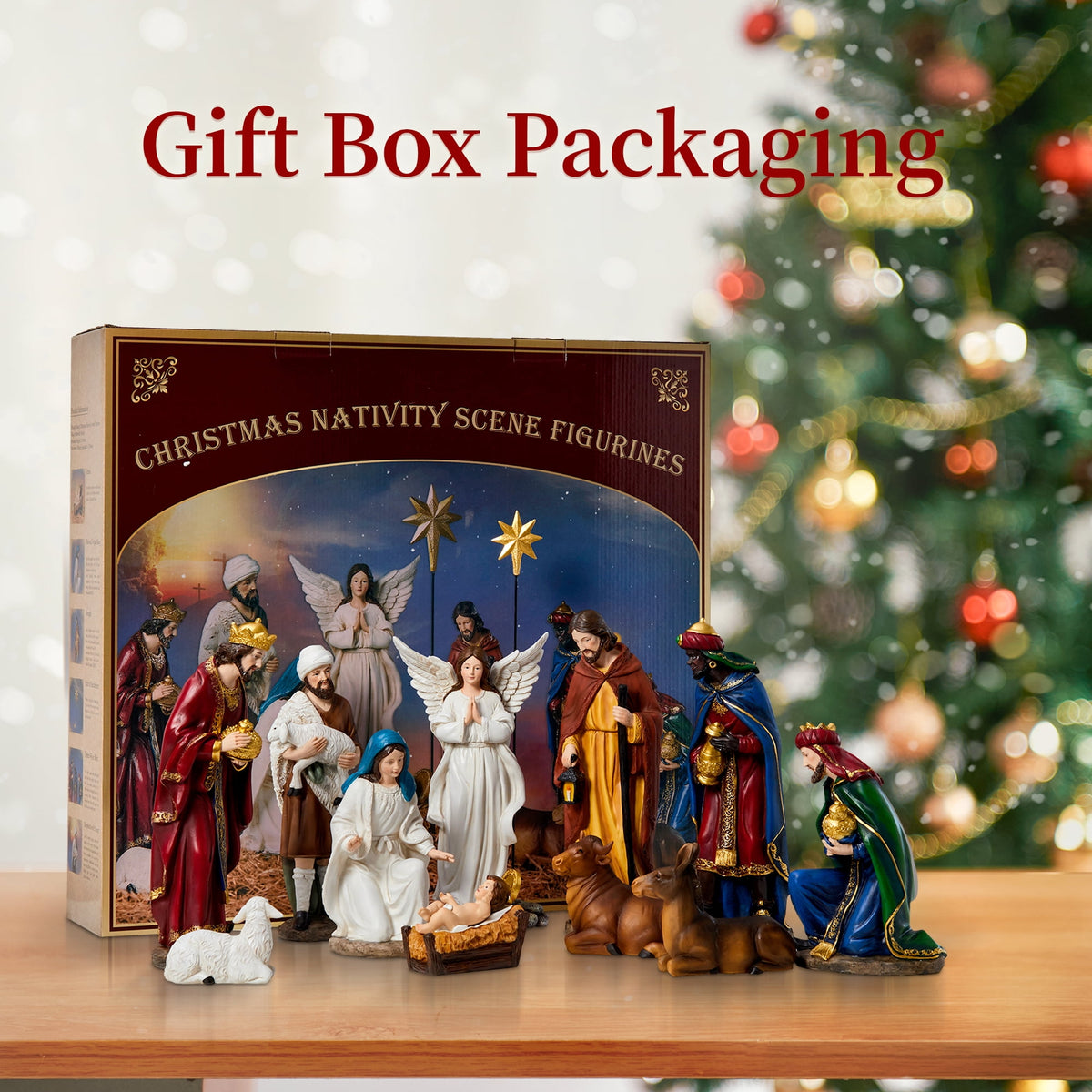 KUETH Indoor Nativity Set Christmas Nativity Scene Holiday Family Gift Religious Decorations 13 Pieces 7 inch