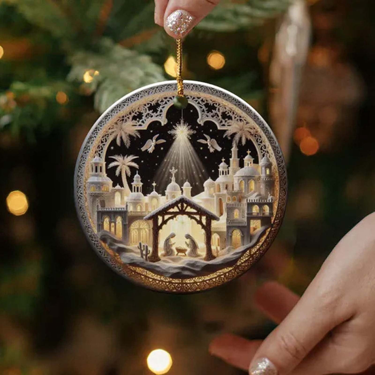 AuroraX Acrylic Nativity Scene Sets for Christmas Decorations,Holy Family Decorative Collectible Hanging Ornament Home Christmas Indoor Decor