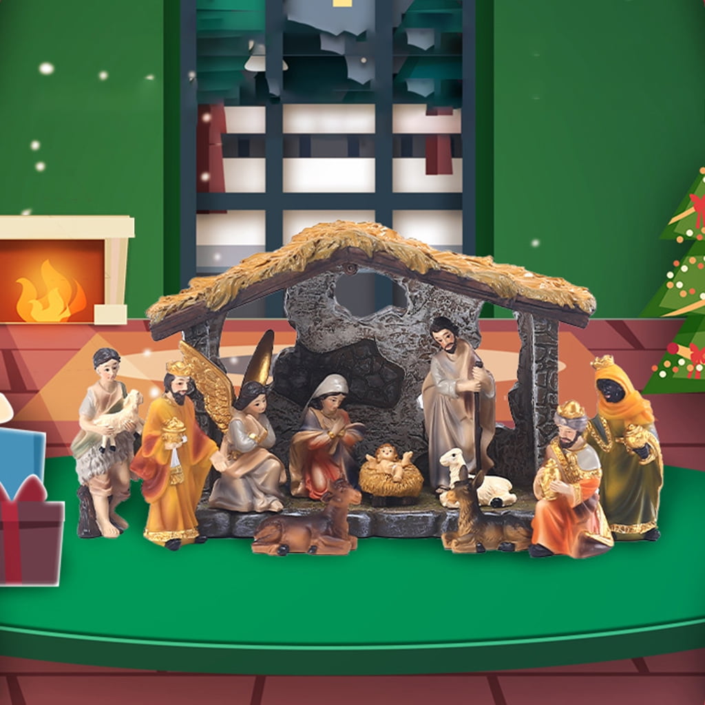 HeroNeo Christmas Nativity Figurine Set Jesus Nativity Manger Scene Kit Ornament