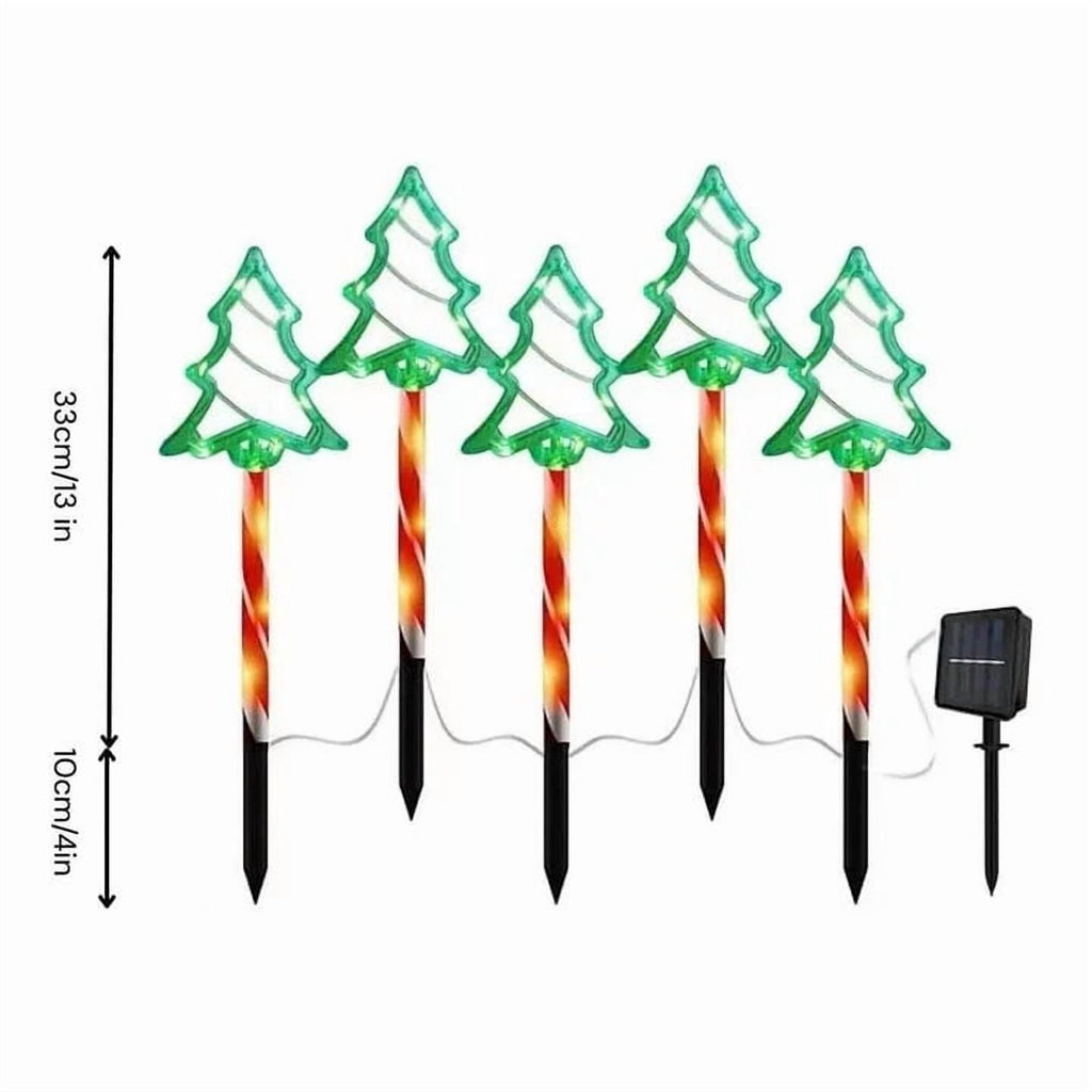 Cinvoph 5-Pack 13" Solar Christmas Tree Outdoor Christmas Decorations, Decorative Waterproof Solar Xmas Tree Lights Xmas Lights for Yard Front Porch Pathway Decor