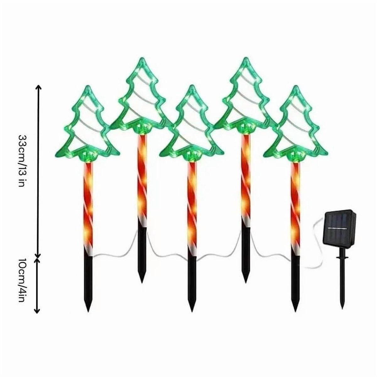 Cinvoph 5-Pack 13" Solar Christmas Tree Outdoor Christmas Decorations, Decorative Waterproof Solar Xmas Tree Lights Xmas Lights for Yard Front Porch Pathway Decor