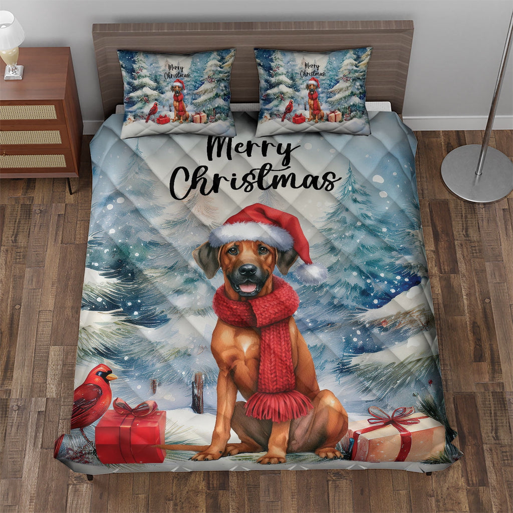 Merry Christmas French Bulldog Enjoys Woofmas Winter Xmas Holiday Quilt Bedding Set Dog Lover Gifts 1 Blanket Bed Cover 2 Pillowcases - 02022