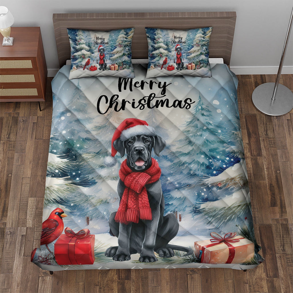 Merry Christmas French Bulldog Enjoys Woofmas Winter Xmas Holiday Quilt Bedding Set Dog Lover Gifts 1 Blanket Bed Cover 2 Pillowcases - 02022