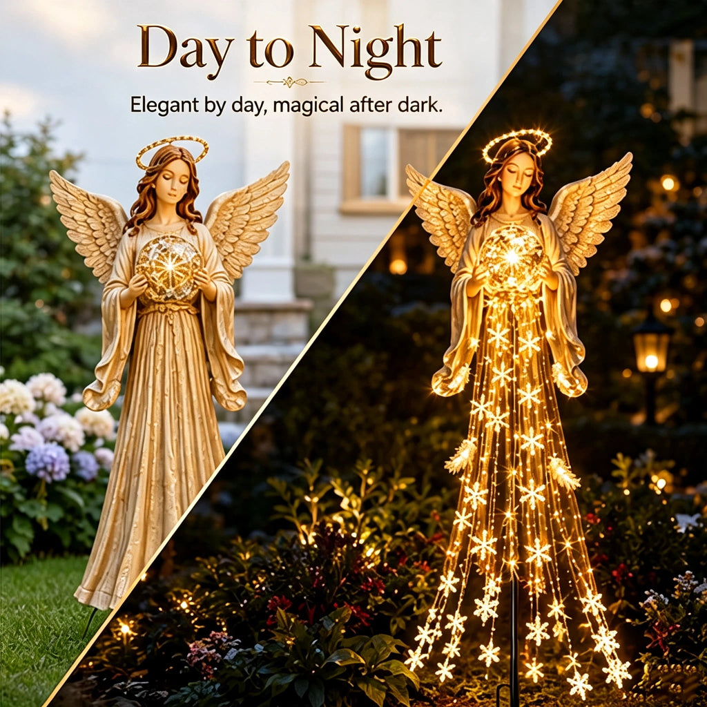 Clearance Christmas Solar Santa Magic Fountain Light - 32" Flowing Snowflake LED Garden Stake Light, Christmas Decorations Outdoor for Yard Porch