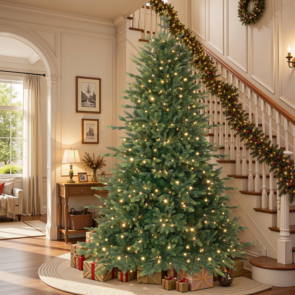 Lolsea 7ft Prelit PE Noble Fir Artificial Christmas Tree with Remote Control, Timer and Warm White & Multi-Color Lights