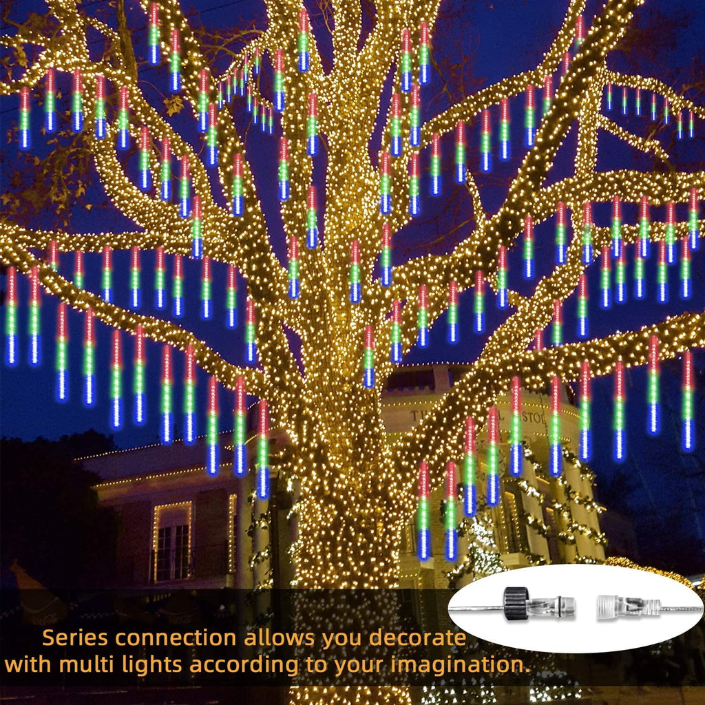 Rirool Meteor Shower Rain Lights, Valentine Lights 50cm 10 Tubes 540 LED Icicle Snow Falling Christmas Lights Outdoor Raindrop Lights, Xmas Wedding Party Tree Holiday Decoration, Blue