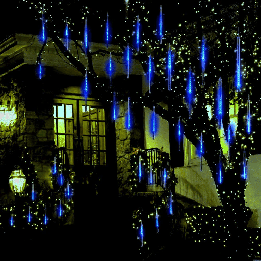 Upgraded Meteor Shower Rain Lights - 19.68 Inch, 10 Tubes, 540 LED Falling Rain Drop Christmas Light, Waterproof Cascading Lights for Holiday Party Wedding Christmas Tree Decoration (White)