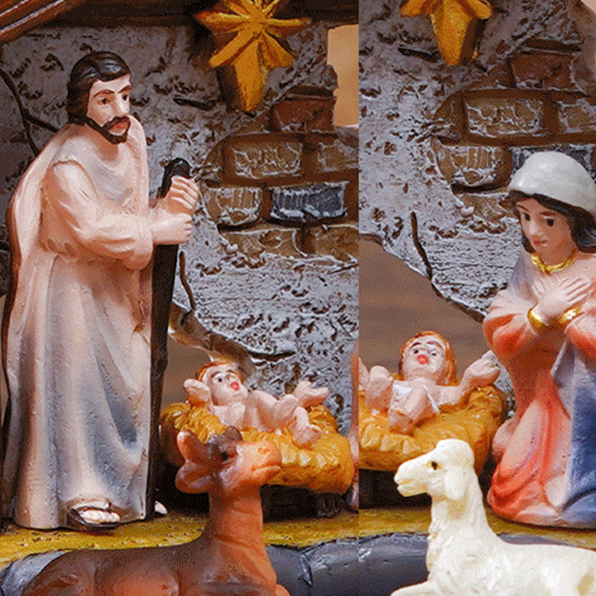 Christmas Nativity Figurines Resin Manger Holy Family Nativity Scenes Statue for Xmases Indoor Home Table Decorations