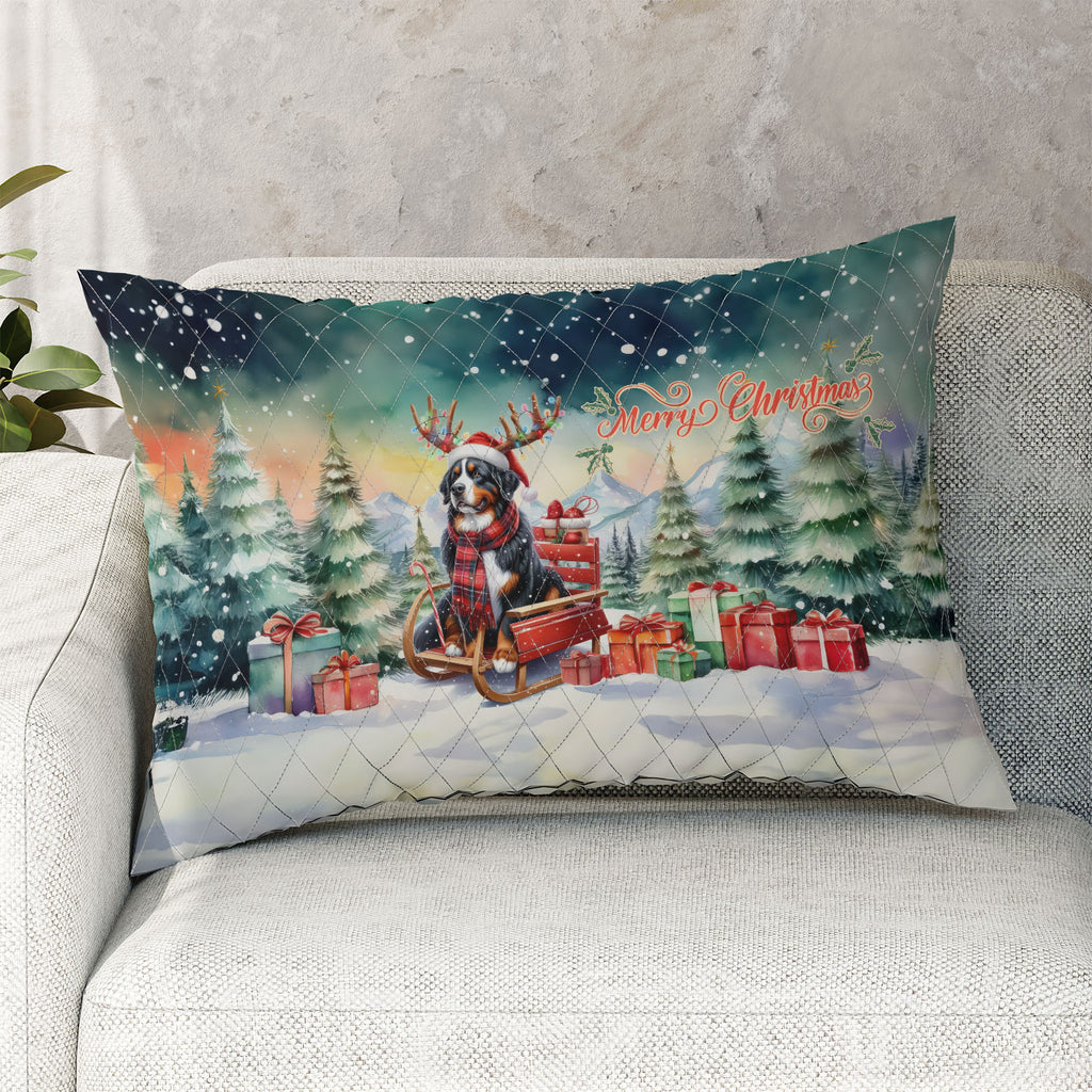 Merry Christmas Santa Reindeer Antlers French Bulldog Sleigh Xmas Winter Holiday Quilt Bedding Set Dog Lover Gifts 1 Blanket Bed Cover 2 Pillowcases - 00023