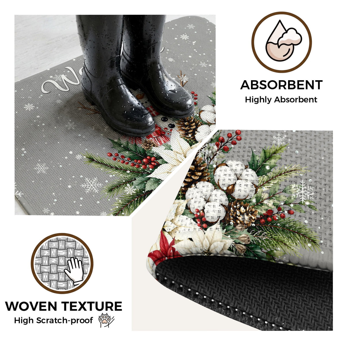Red Truck Christmas Washable Area Rugs for Living Room Bedroom, Large Non Slip Indoor Floor Carpet Absorbent Xmas Tree Gnomes Navy Blue Snowflake Door Mat Rugs for Bathroom Entryway 63"x90.6"