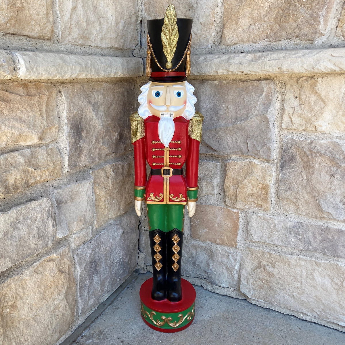 Haute Decor 37" Tall Classic Christmas Nutcracker - Red and Black - Heavy Resin Construction